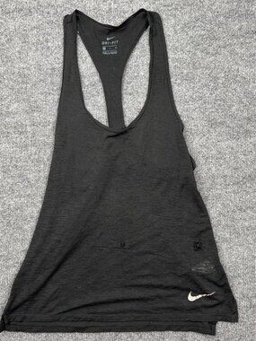 Nike Dri-FIT Distressed Racerback Tank Top Women's Small Black AS-IS